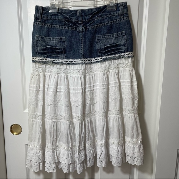 NWT Lucy Paris Denim and Lace Western Layered Skirt - Picture 7 of 16